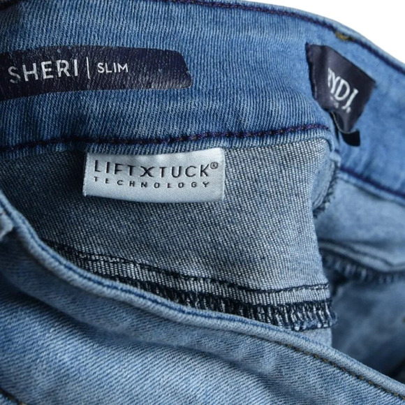 NYDJ Sheri Slim Jeans Patchwork Two Toned Mixed Textile Size 6 Coastal Preppy - Picture 7 of 10